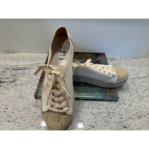 Women's Schutz off White Canvas Raffia Platform Sneakers 9.5b
